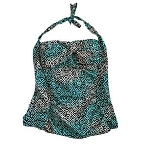 Spanx Love Your Assets‎ Sara Blakey Tankini Top Aqua Halter Semi-Padded Size L